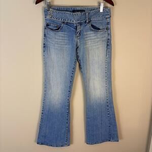 Y2K Low Rise Jeans Flare Party Streetwear Light Wash Vintage Women's Size 7